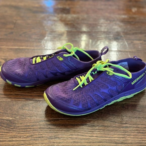 Merrell Glove Style Running Shoes Size 10, Purple and Yellow - Picture 2 of 4